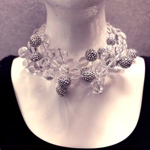 KJL Clear Crystal Pavé Cluster Necklace